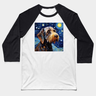 German Wirehaired Pointer in Van Gogh style Baseball T-Shirt